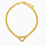 Pavé Heart Pendant Chain Necklace