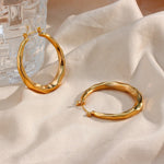 Aire Textured Gold Hoop Earrings - Earrings
