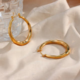Aire Textured Gold Hoop Earrings - Earrings