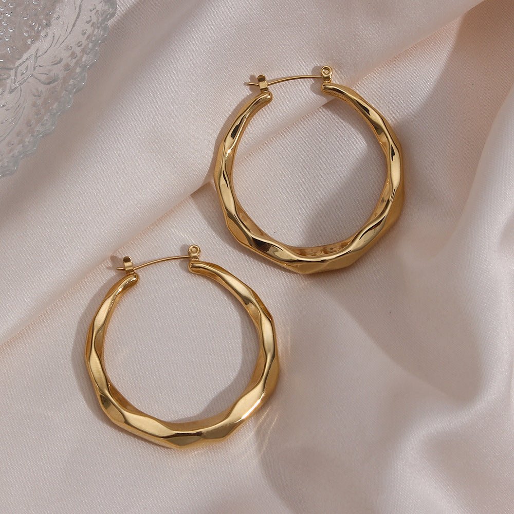 Aire Textured Gold Hoop Earrings - Earrings