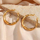 Aire Textured Gold Hoop Earrings - Earrings