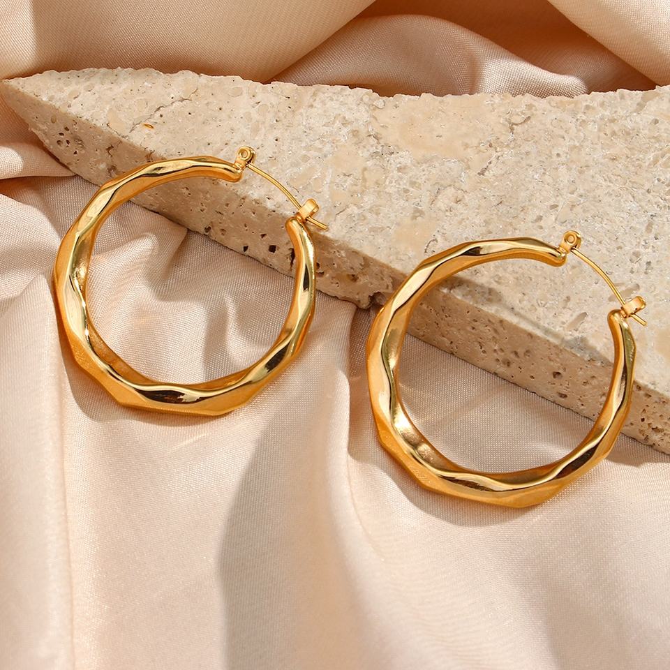 Aire Textured Gold Hoop Earrings - Earrings