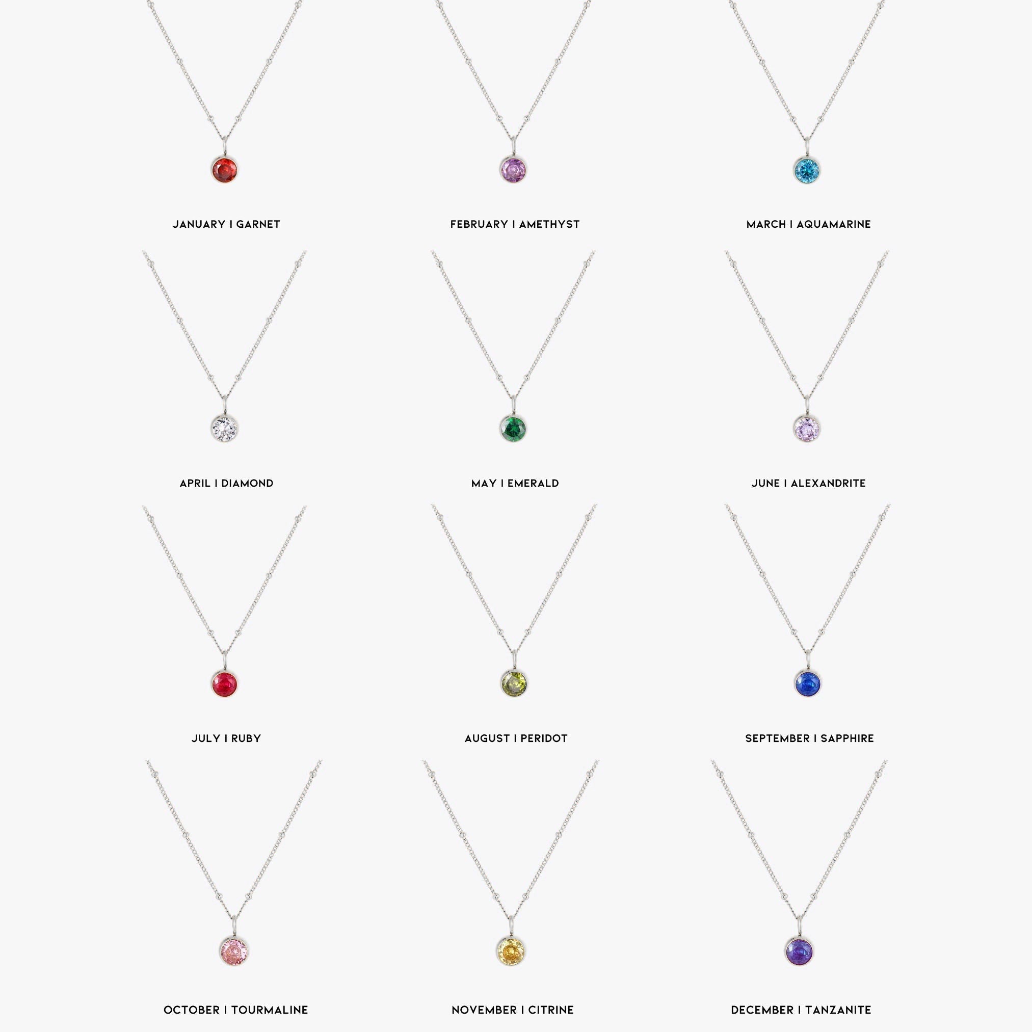 Amelia Birthstone Necklace - Pendant Necklaces