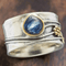 Artisan Silver & Gold Blue Sapphire Statement Ring - Ring