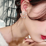 Blooming Crystal Flower Stud Earrings in Gold - Earrings