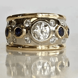 Bold Multi - Stone Dome Ring with Sapphire and Crystal Accents - Ring