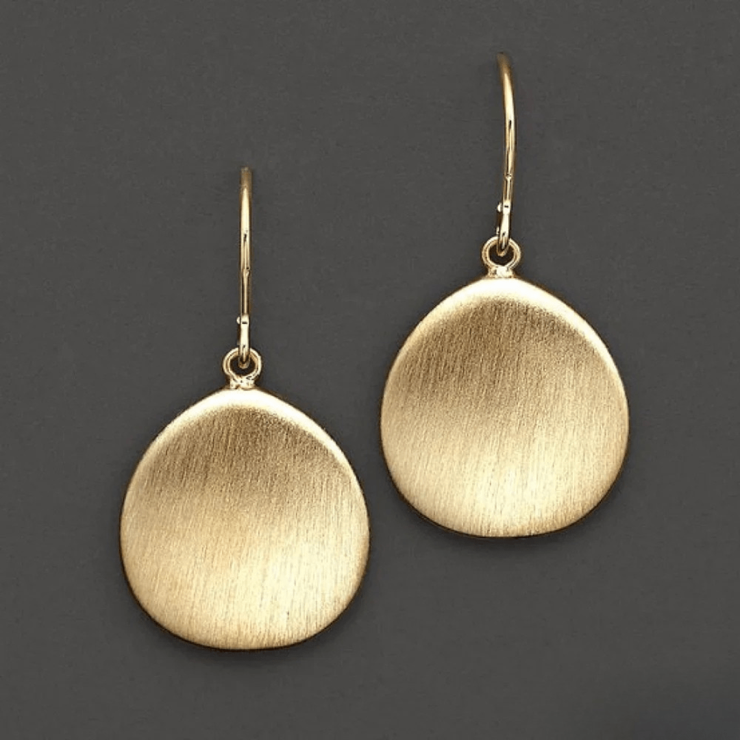 Brushed Matte Gold Teardrop Earrings - Earrings