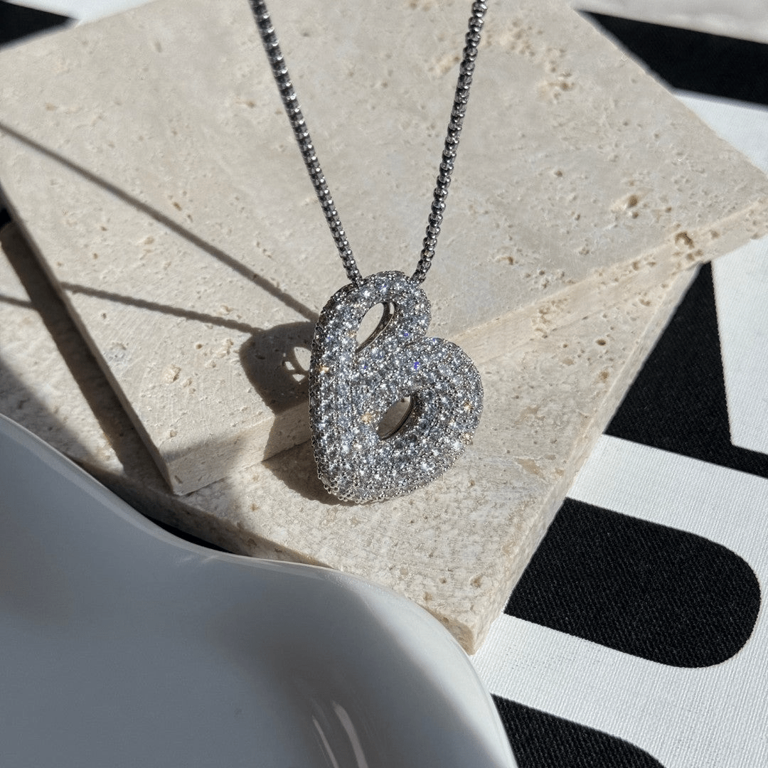 Bubble Initial Diamond Necklace - Pendant Necklaces
