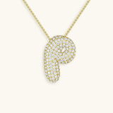 Bubble Initial Diamond Necklace - Pendant Necklaces