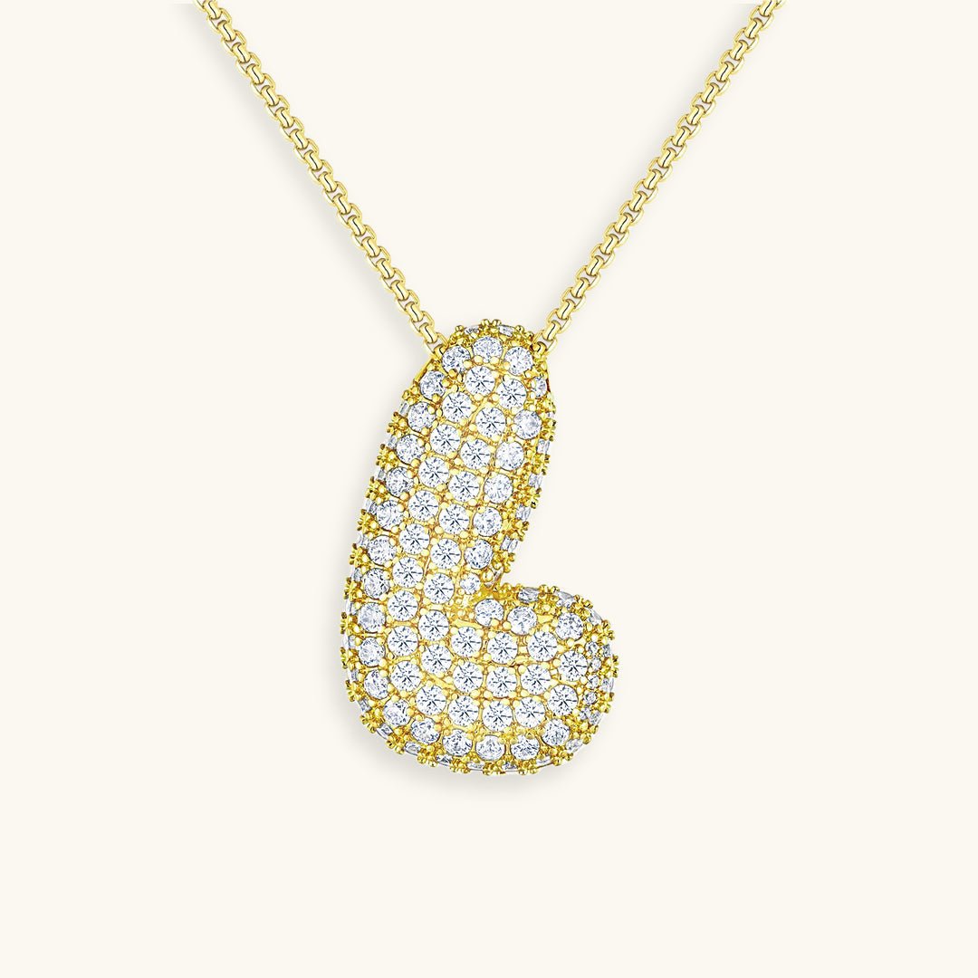 Bubble Initial Diamond Necklace - Pendant Necklaces