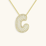 Bubble Initial Diamond Necklace - Pendant Necklaces