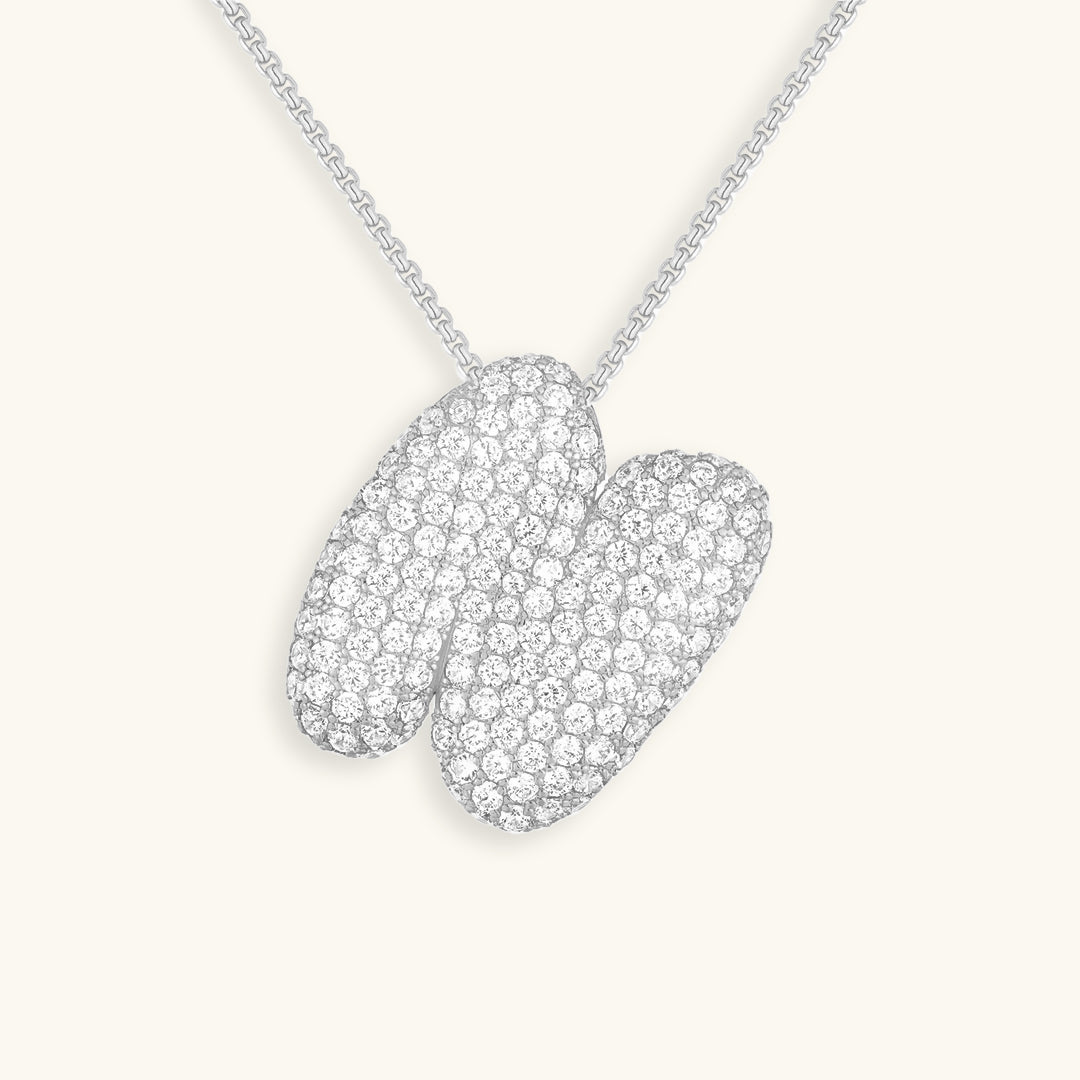Bubble Initial Diamond Necklace - Pendant Necklaces