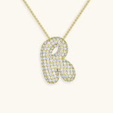 Bubble Initial Diamond Necklace - Pendant Necklaces