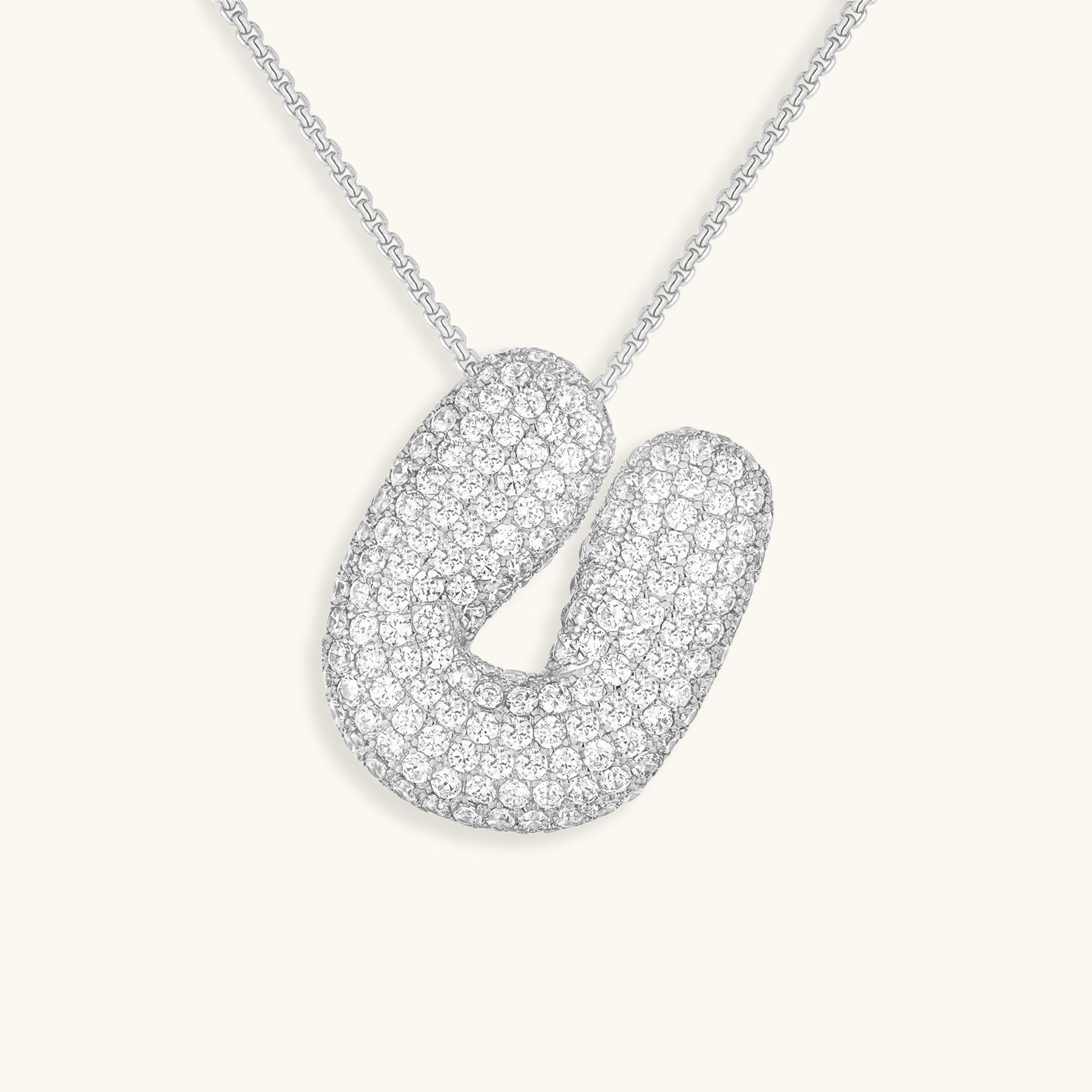 Bubble Initial Diamond Necklace - Pendant Necklaces