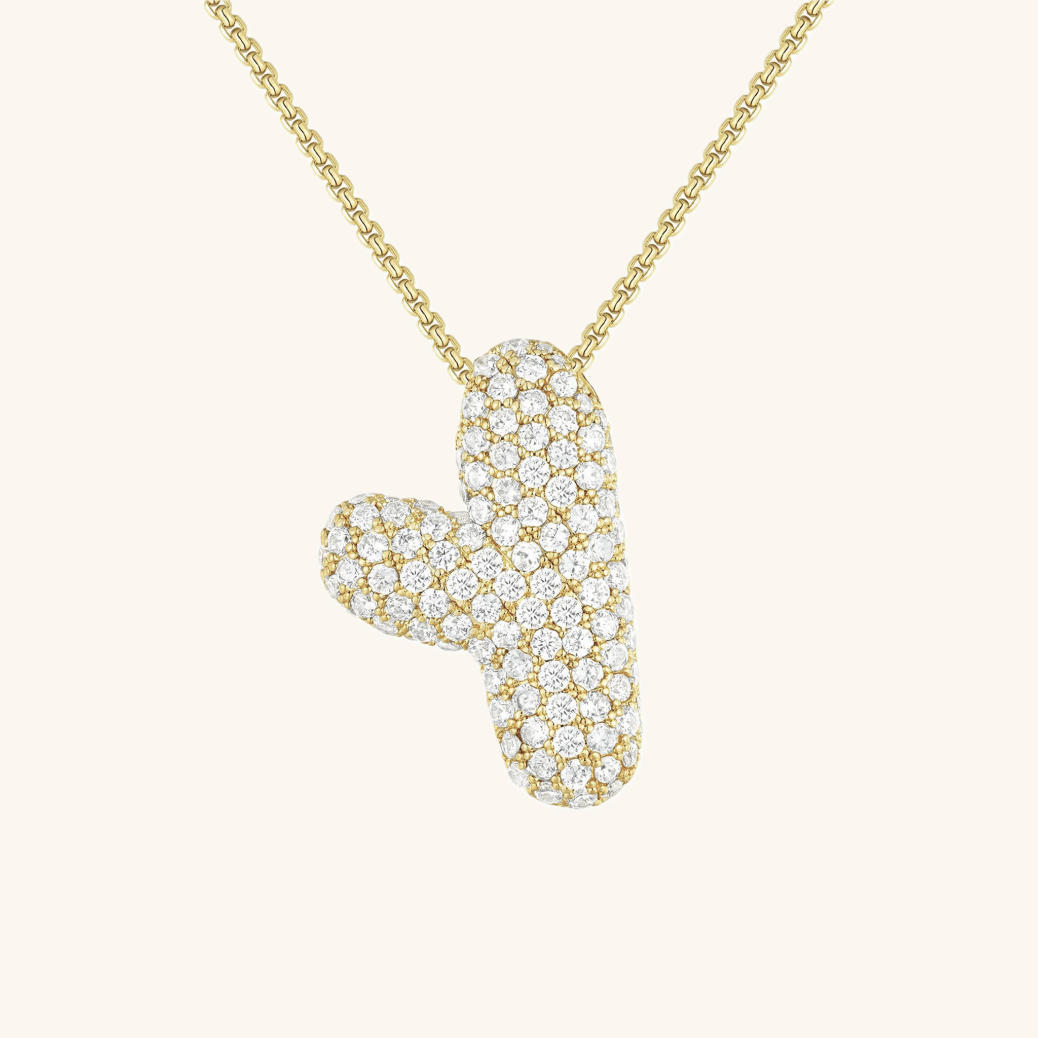 Bubble Initial Diamond Necklace - Pendant Necklaces