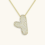 Bubble Initial Diamond Necklace - Pendant Necklaces