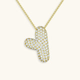 Bubble Initial Diamond Necklace - Pendant Necklaces