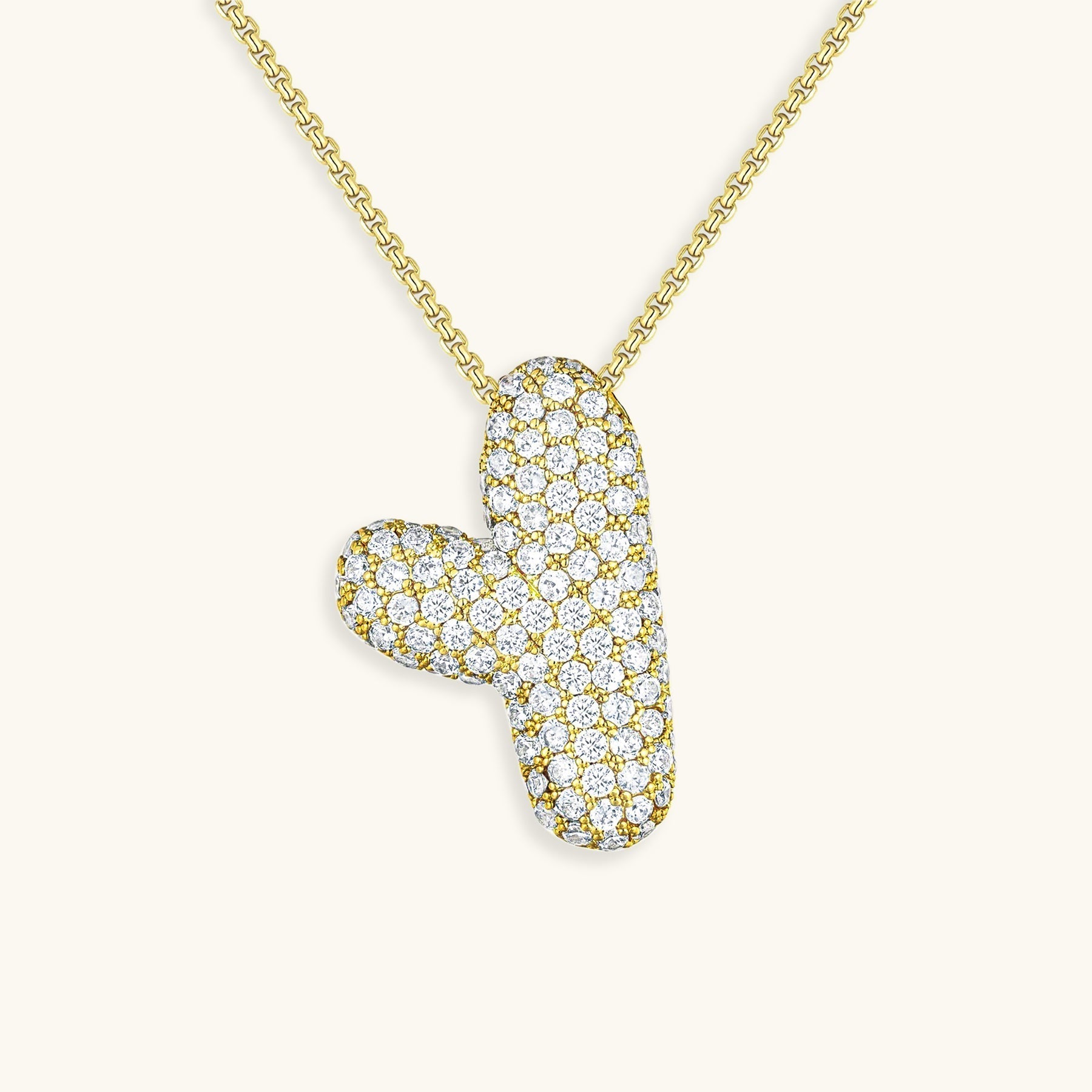 Bubble Initial Diamond Necklace - Pendant Necklaces