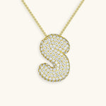 Bubble Initial Diamond Necklace - Pendant Necklaces