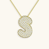 Bubble Initial Diamond Necklace - Pendant Necklaces
