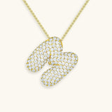 Bubble Initial Diamond Necklace - Pendant Necklaces