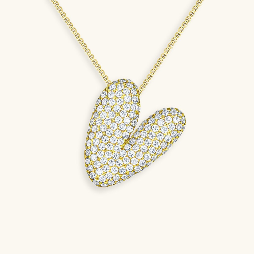 Bubble Initial Diamond Necklace - Pendant Necklaces