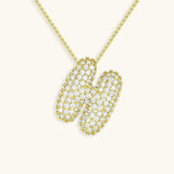 Bubble Initial Diamond Necklace - Pendant Necklaces