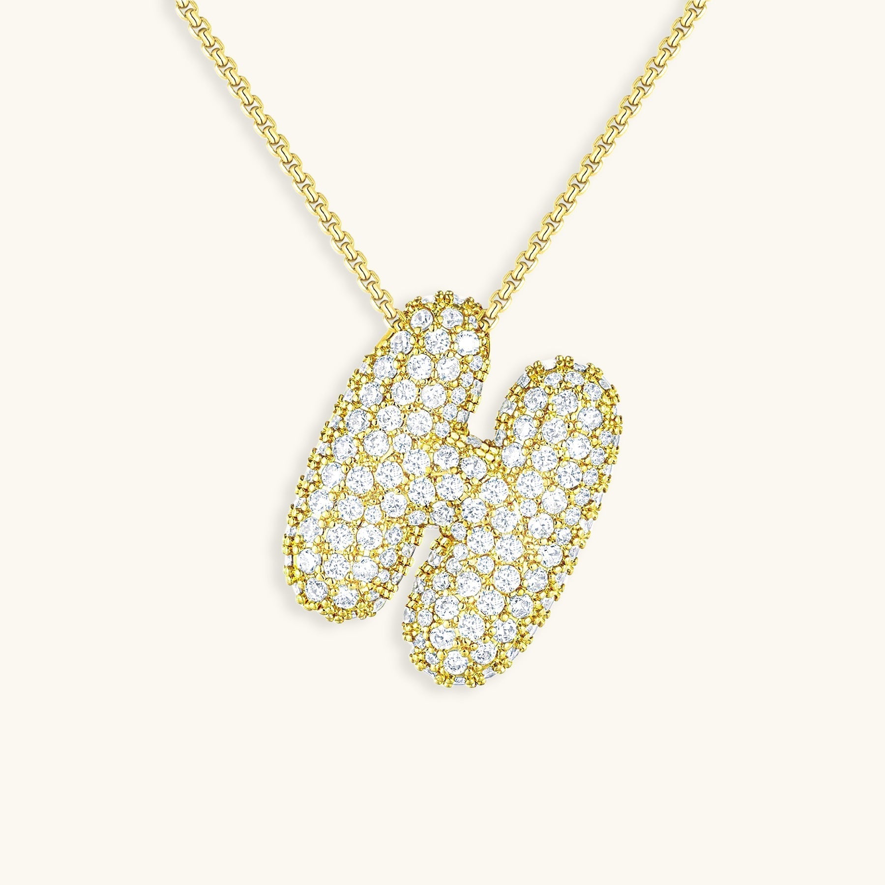 Bubble Initial Diamond Necklace - Pendant Necklaces