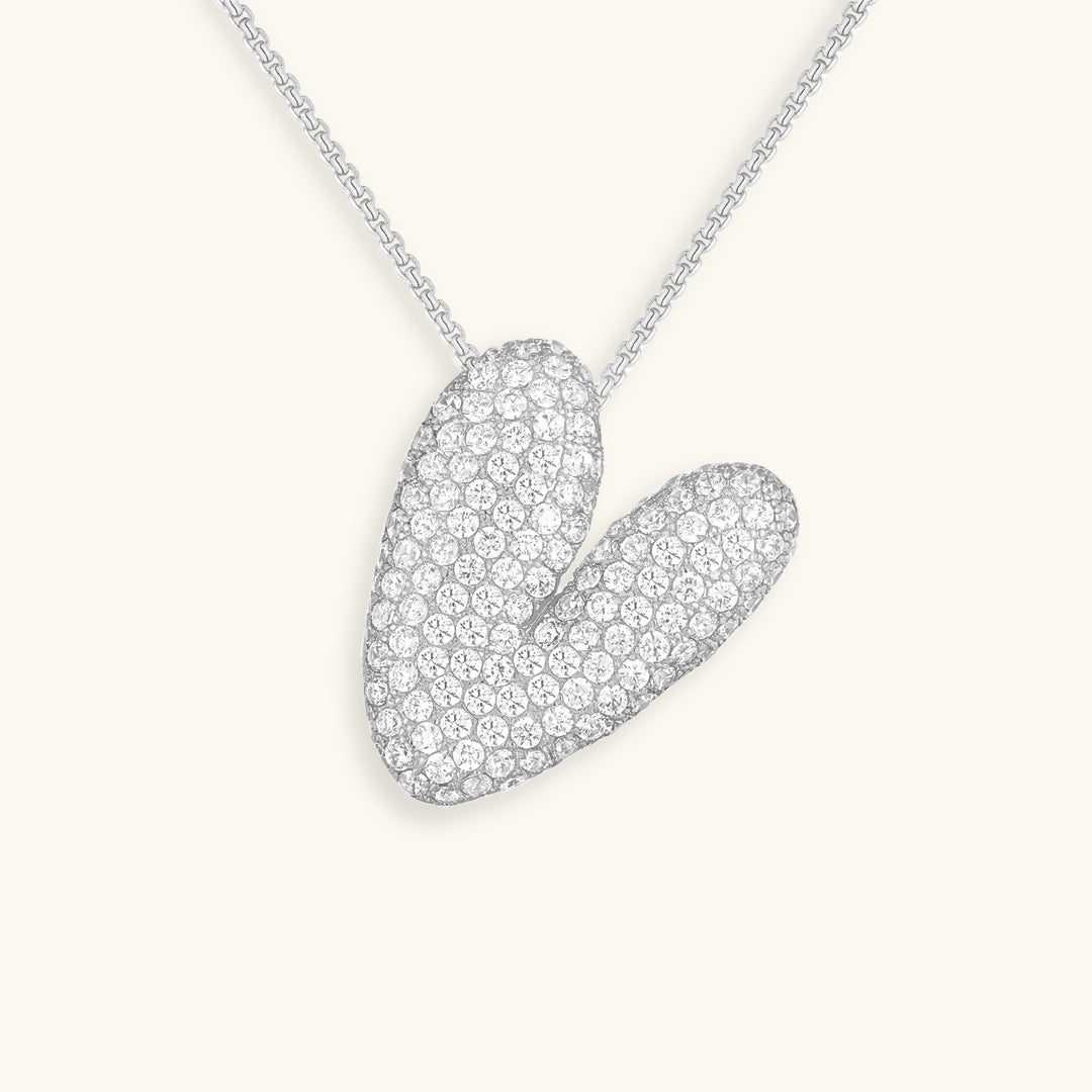Bubble Initial Diamond Necklace - Pendant Necklaces