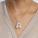 Bubble Initial Diamond Necklace - Pendant Necklaces