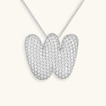 Bubble Initial Diamond Necklace - Pendant Necklaces