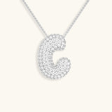 Bubble Initial Diamond Necklace - Pendant Necklaces