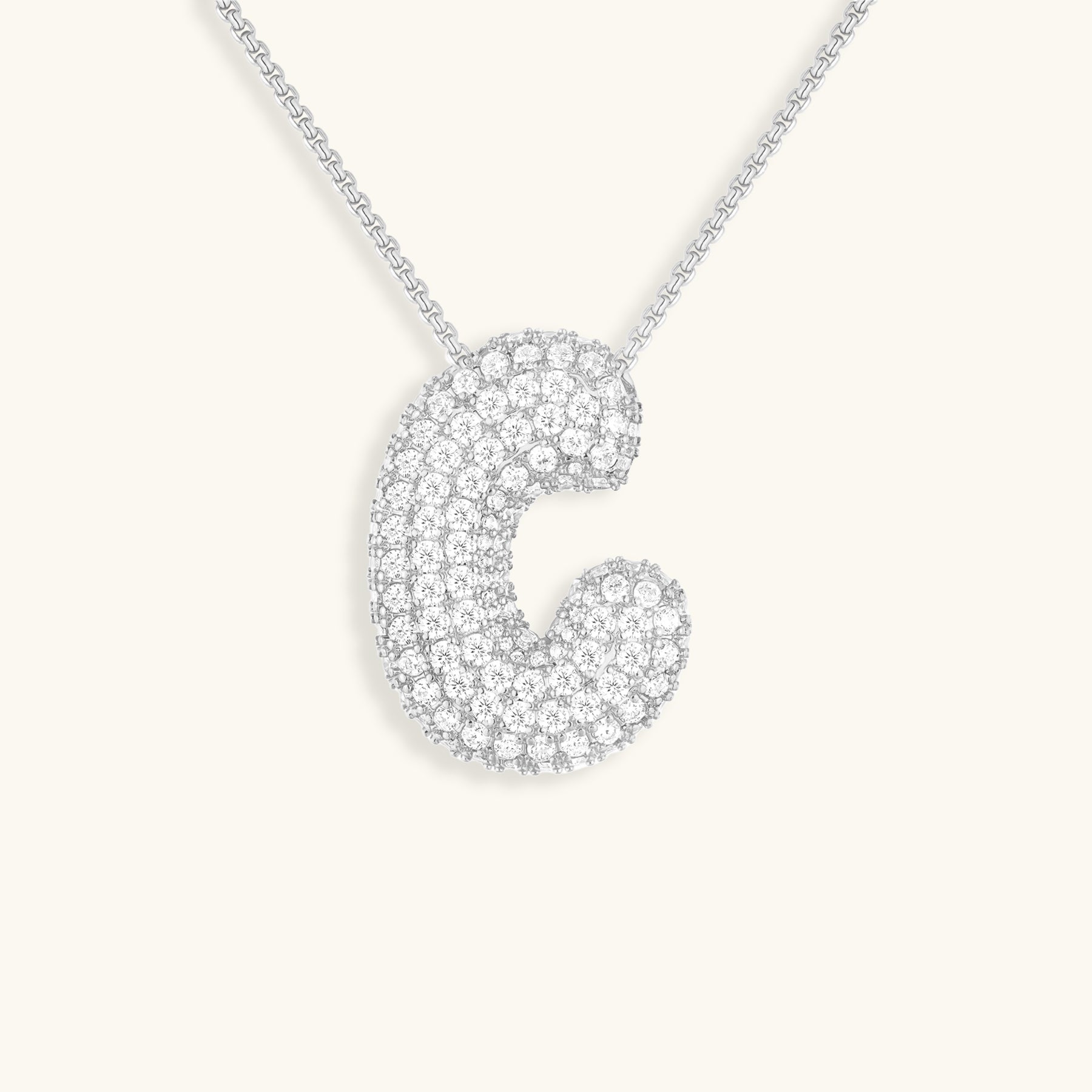 Bubble Initial Diamond Necklace - Pendant Necklaces