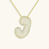 Bubble Initial Diamond Necklace - Pendant Necklaces