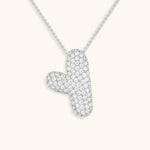 Bubble Initial Diamond Necklace - Pendant Necklaces