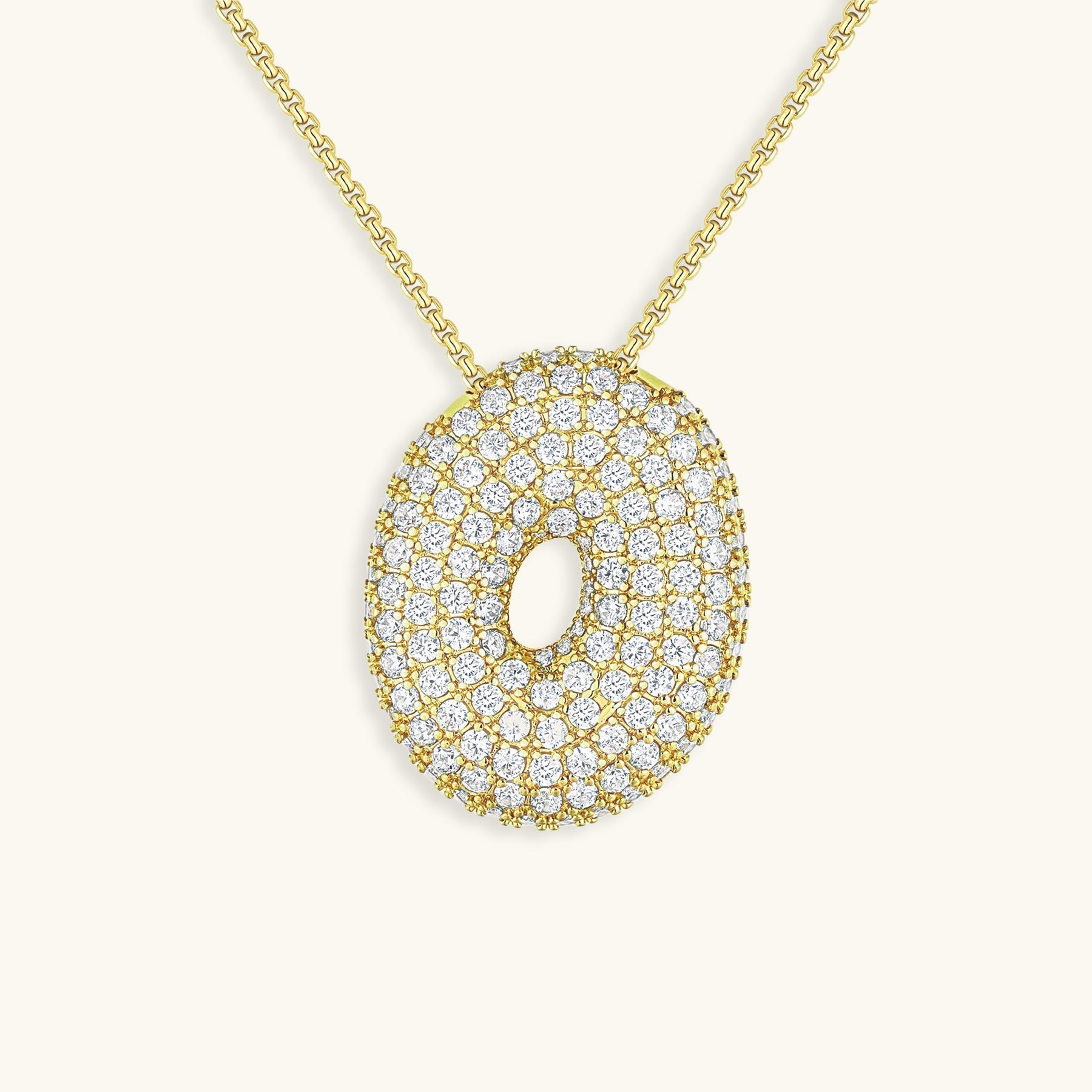 Bubble Initial Diamond Necklace - Pendant Necklaces