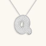 Bubble Initial Diamond Necklace - Pendant Necklaces