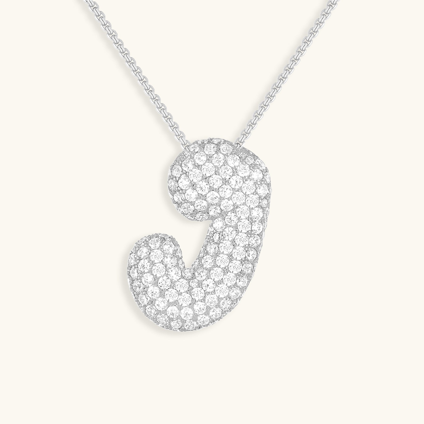 Bubble Initial Diamond Necklace - Pendant Necklaces