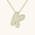 Bubble Initial Diamond Necklace - Pendant Necklaces