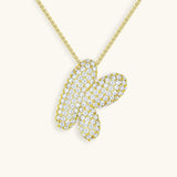Bubble Initial Diamond Necklace - Pendant Necklaces