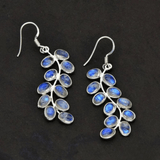 Cascading Moonstone Leaf Drop Earrings in Sterling Silver - Earrings