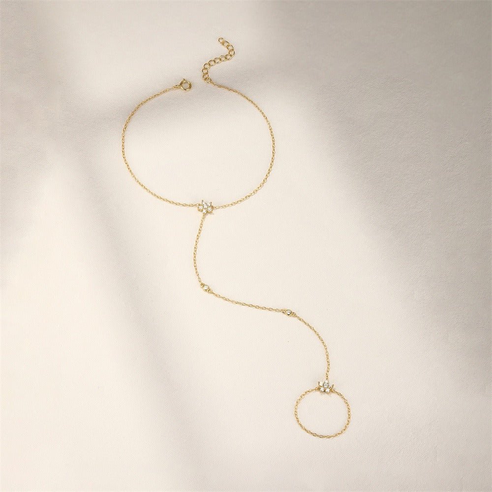 Celeste Dainty Crystal Hand Chain Bracelet - Chain & Link Bracelets