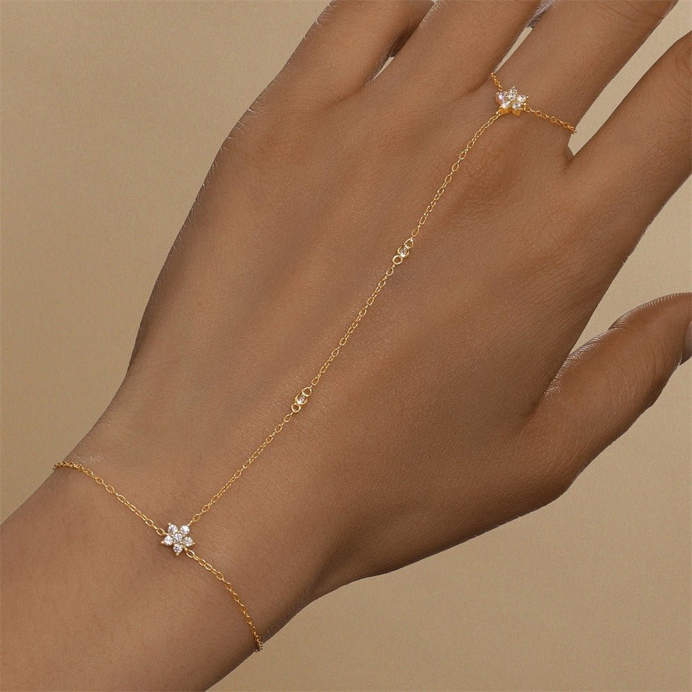 Celeste Dainty Crystal Hand Chain Bracelet - Chain & Link Bracelets