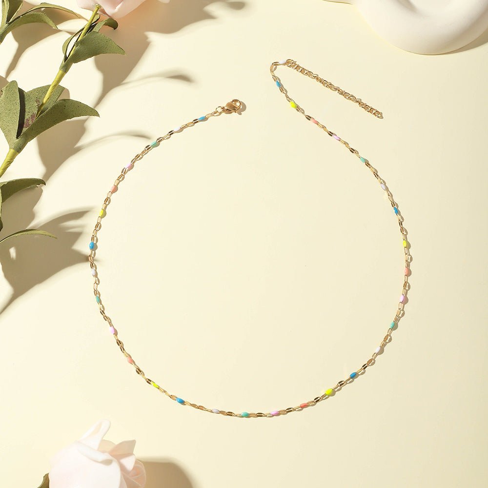 Celeste Rainbow Enamel Choker Necklace - Choker Necklaces