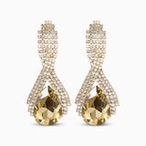 Champagne Teardrop Crystal Drop Earrings - Earrings