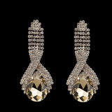 Champagne Teardrop Crystal Drop Earrings - Earrings