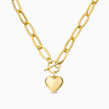Chunky Heart Pendant Toggle Necklace - Necklaces