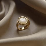 Classic Gold Bezel - Set Pearl Ring for Timeless Elegance - Ring