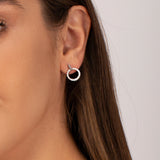 Crystal - Encrusted Open Circle Hoop Earrings - Earrings