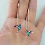 Crystal Hummingbird Threader Earrings – Gold Chain Drop - Earrings